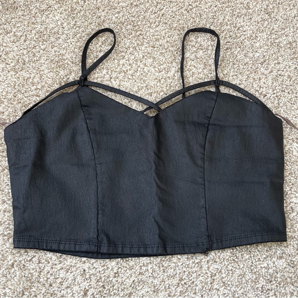 Charlotte Russe Faux Leather Strappy Crop Top | #110